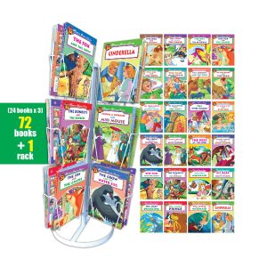 famous classic stories 24 types + 24 pocket revolving book rack