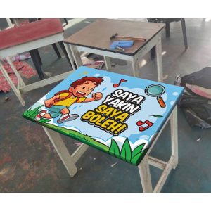alas meja kayu (tarpaulin)