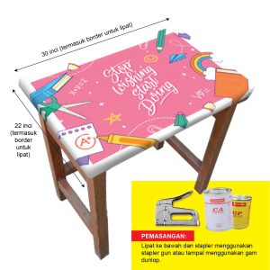 alas meja kayu (tarpaulin)