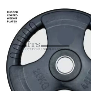 barbell and weights (rubber coated) (1 set)